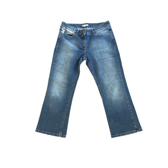 Burberry Womens Capri jeans pants size 8 inseam 22in blue EUC distressed - Picture 1 of 12
